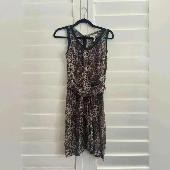 Isabel Marant Silk Tank Mini Dress Leopard Print Ruched Jafney 1 XS S Brown Slip - Picture 7 of 14